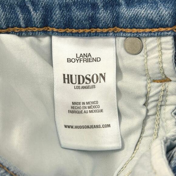 Hudson Lana Boyfriend Ripped Jeans Distressed Hem Denim Medium Wash Blue - Picture 9 of 12